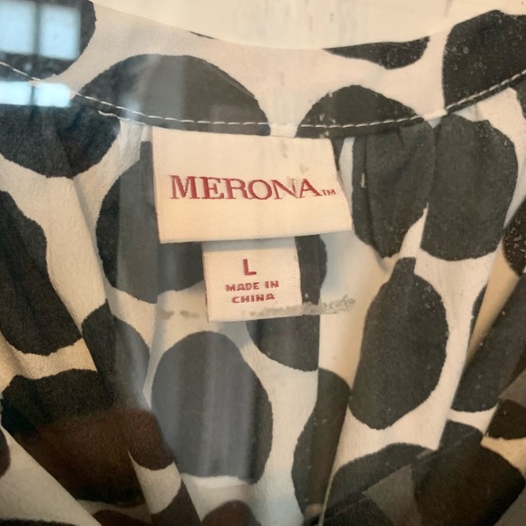 Black white polkladot sleeveless blouse Merona - Picture 3 of 5